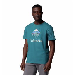 Herren-T-Shirt Columbia M Rapid Ridge™ Graphic Tee dunkelgrün River Blue, Heavenly Stacked Gem