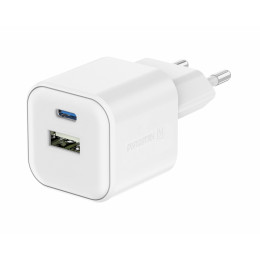 Ladegerät Swissten TRAVEL CHARGER GaN 1x USB-C 20W PD AND 1x USB-A 18W QC weiß