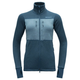 Damen Funktions-Sweatshirt Devold Egga Grid Merino Jkt blau/hellblau Flood/Moon
