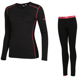 Damen Funktionsset Zulu Merino 240 Long schwarz/rosa Black/Pink