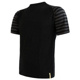 Herren-Funktionsshirt Sensor Merino Air kr. r. schwarz/grau Black/TmHeStripes