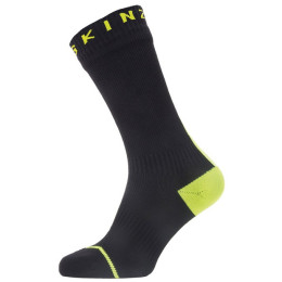 Wasserdichte Socken SealSkinz WP All Weather Mid + Hyd schwarz Black/NeonYellow