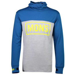 Herren-T-Shirt Mons Royale Yotei Powder Hood LS modrá blau GrayMarl/OilyBlue