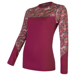 Damen-T-Shirt Sensor Merino Impress, dl.rukáv rosa Lilla/Feather