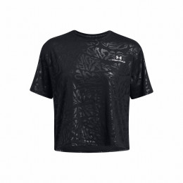 Damen-T-Shirt Under Armour Rush Energy Emboss Crop SS schwarz/weiß Black/White