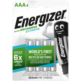 Aufladbare Batterien Energizer AAA / HR03 - 800 mAh Extreme 4 pcs silber