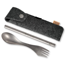 Besteck Light My Fire Spork´n Straw Kit Titanium silber