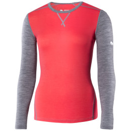 Damen-T-Shirt Zulu Merino 160 Long grau/rosa coral/grey melange