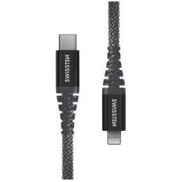 Lade- und Datenkabel Swissten Kevlar USB-C/Lightning 1,5 m dunkelgrau Antracit