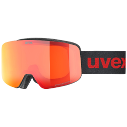 Skibrille Uvex Pwdr FM schwarz/rot black matt dl/red-clear