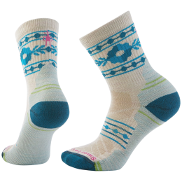 Damensocken Smartwool W Hike Light Cushion Retro Floral weiß/blau MOONBEAM