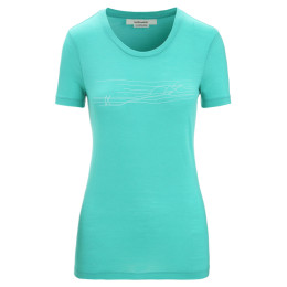 Damen-T-Shirt Icebreaker Tech Lite II SS Tee Ski Stripes hellgrün Fresh
