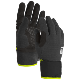 Handschuhe Ortovox Fleece Grid Cover Glove M schwarz/gelb Black Raven