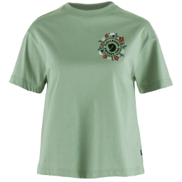Damen-T-Shirt Fjällräven Fjällblomster Logo T-shirt W grün Misty Green