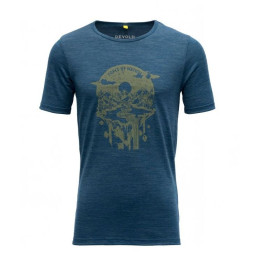 Kinder-Funktionsshirt Devold Trollvass Merino Tee Jr blau Flood