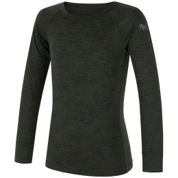 Kinder-T-Shirt Zulu Merino Woody 160 Long grün dark green melange