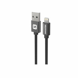 Lade- und Datenkabel Swissten Textile USB / Lightning 1,2 m schwarz černá