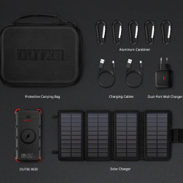 Set aus Solarladegerät und Powerbank OUTXE W20 Outdoor Charger Kit schwarz