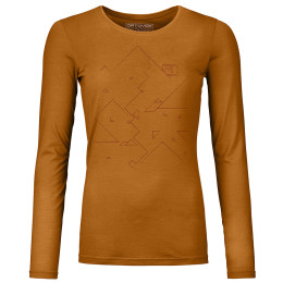 Damen-T-Shirt Ortovox 185 Merino Tangram Ls W orange sly fox
