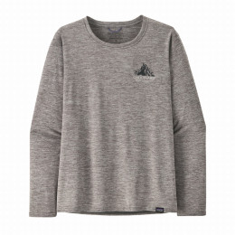 Damen-T-Shirt Patagonia W's L/S Cap Cool Daily Graphic Shirt - Lands grau Chouinard Crest: Feather Grey