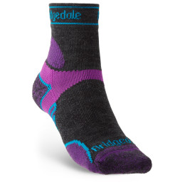 Damensocken Bridgedale LW T2 MS 3/4 Crew Women's schwarz/lila Charcoal/Purple/