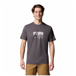 Herren-T-Shirt Columbia Kwick Hike™ Graphic Short Sleeve Tee schwarz Black Heather, Peak Direction