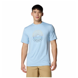 Herren-T-Shirt Columbia Kwick Hike™ Graphic Short Sleeve Tee blau/schwarz Ripple Blue Heather, Peaked Lifestyle
