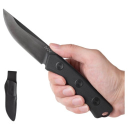 Messer Acta non verba P200 - Cerakote Black, G10, Leather schwarz Black