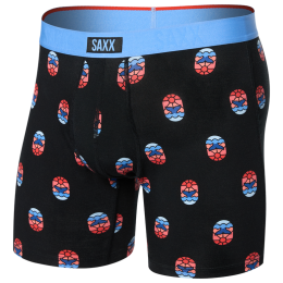 Boxershorts Saxx Vibe Xtra Super Soft Boxer Brief Fly schwarz/rot whale watcher-black