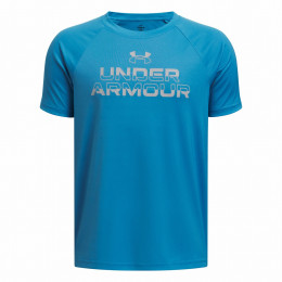 Kinder-T-Shirt Under Armour Tech Split Wordmark SS-BLU blau Blue