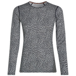 Damen-Funktionsshirt Icebreaker Women Merino 200 Oasis LS Crewe Flock Forms AOP weiß/schwarz Mdnav/Snow/Aop
