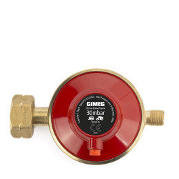 Druckregler Gimeg 30 Mbar Combi mit 1/4" Gewinde und Überdruckventil rot červená