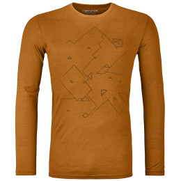 Herren-T-Shirt Ortovox 185 Merino Tangram Ls M orange sly fox