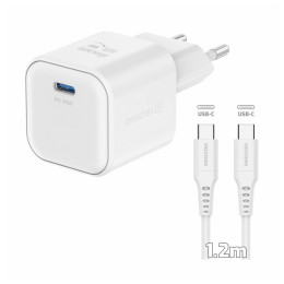 Adapter Swissten GaN 1x USB-C 35 W + USB-C-Datenkabel 1,2 m
