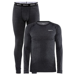 Herren-Funktionsset Craft Core Wool Merino grau Blackmelange