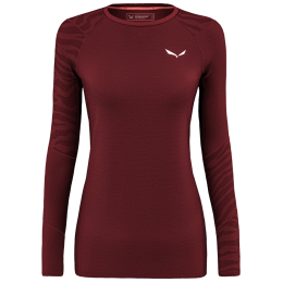 Damen-T-Shirt Salewa Cristallo Warm Amr W L/S Tee. rot/weiß Syrah