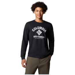 Herren-T-Shirt Columbia Rockaway River™ Graphic Ls Tee schwarz/weiß Black, Athletic Arch