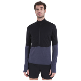 Herren Funktions-Sweatshirt Icebreaker M Mer 200 Realfleece Descender LS Half schwarz/grau Black/Graphite/Cb
