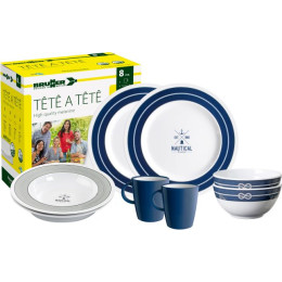Geschirrset Brunner Set tête-à-tête Nautical 8 pcs weiß/blau