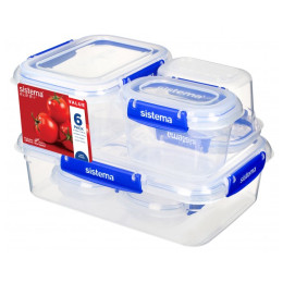 Lebensmittelbox Sistema 6 Pack Starter Klip It Transparent Transparent with blue clips