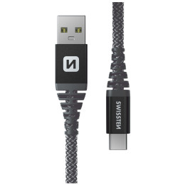 Lade- und Datenkabel Swissten Kevlar USB/USB-C 1,5 m dunkelgrau Antracit