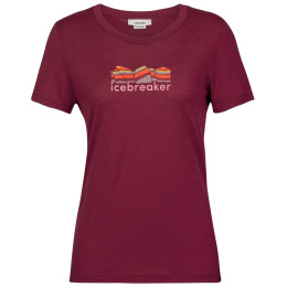 Damen-T-Shirt Icebreaker Tech Lite II SS Tee Mountain Geology rot cherry