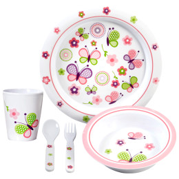 Kinder-Geschirrset Brunner Butterfly 3+ weiß/rosa
