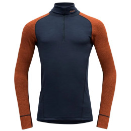Herren-Rollkragenpullover Devold Duo Active Man Zip Neck orange/blau Flame/Ink