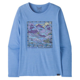 Damen-T-Shirt Patagonia W's L/S Cap Cool Daily Graphic Shirt - Lands hellblau Trailseekers: Abundant Blue X-Dye