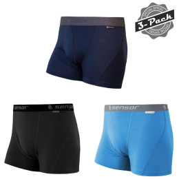 Herrenshorts Sensor MERINO ACTIVE 3-PACK schwarz/blau Deep Blue