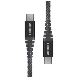 Lade- und Datenkabel Swissten Kevlar USB-C/USB-C 1,5 m dunkelgrau Antracit