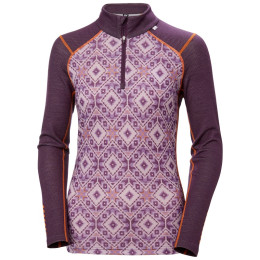 Damen-Funktionsshirt Helly Hansen W Lifa Merino Midw Gra 1/2 Zip lila Amethyst Star Pixel