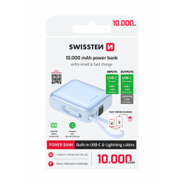 Powerbank Swissten Space 10000 mAh USB-C + Lightning blau modrá