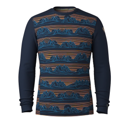 Herren-Funktionsshirt Smartwool M Classic Thermal Merino Base Layer Crew braun/blau DEEP NAVY GEO PEAKS